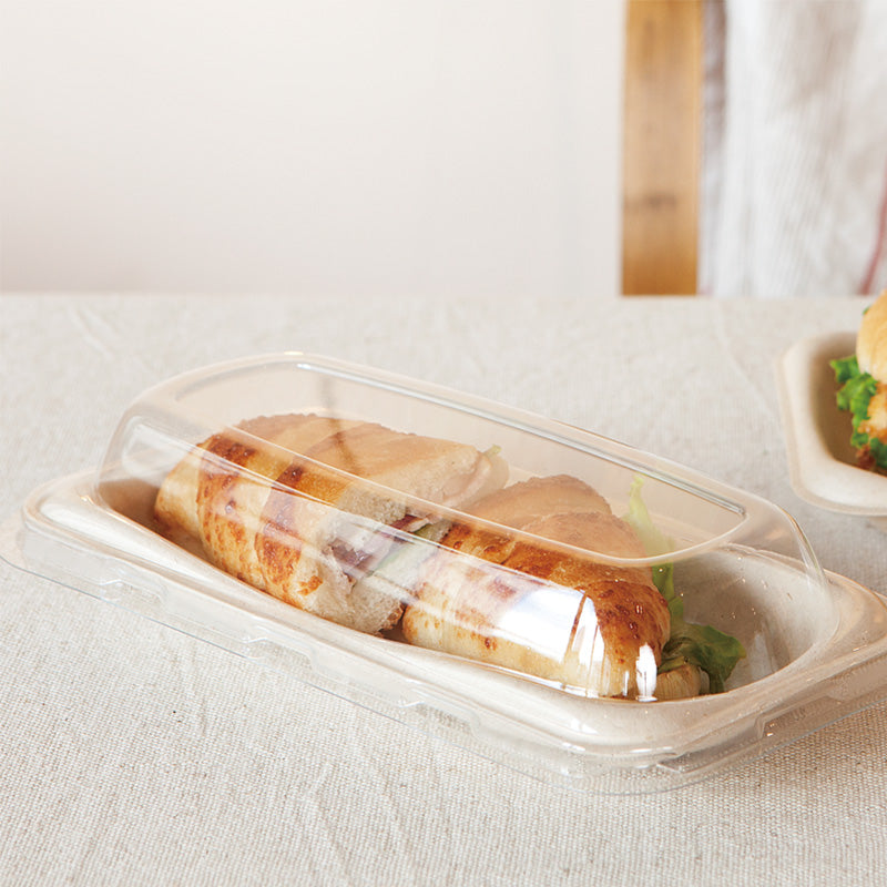 バガス 再生紙製容器 パルプモールド ホットドックトレイ 203×99×25 300個セット (サトウキビの搾りカスから再生された堆肥可能なパルプ製)業務用 大容量 (メーカー直送品)