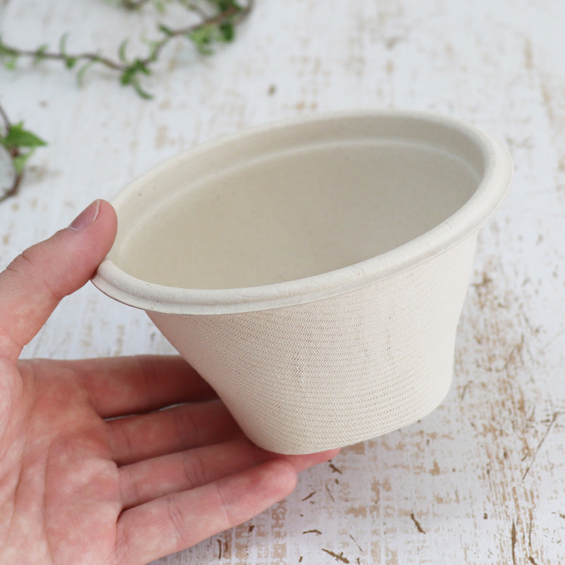 バガス 再生紙製容器 パルプモールドスープカップ 12オンス(350ml)直径125×69h1000個セット (サトウキビの搾りカスから再生された堆肥可能なパルプ製)業務用 大容量 (メーカー直送品)