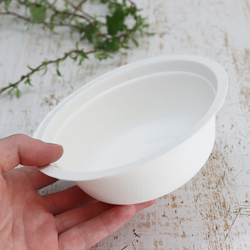 バガス 再生紙製容器 バガスモールドボール (350ml)直径135×47h 1200個セット (サトウキビの搾りカスから再生された堆肥可能なパルプ製)業務用 大容量 (メーカー直送品)