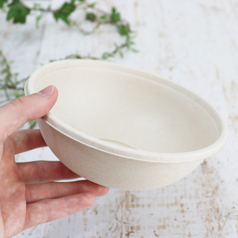 バガス 再生紙製容器 パルプモールドボウル(750ml) 直径168×63h 300個セット (サトウキビの搾りカスから再生された堆肥可能なパルプ製)業務用 大容量 (メーカー直送品)