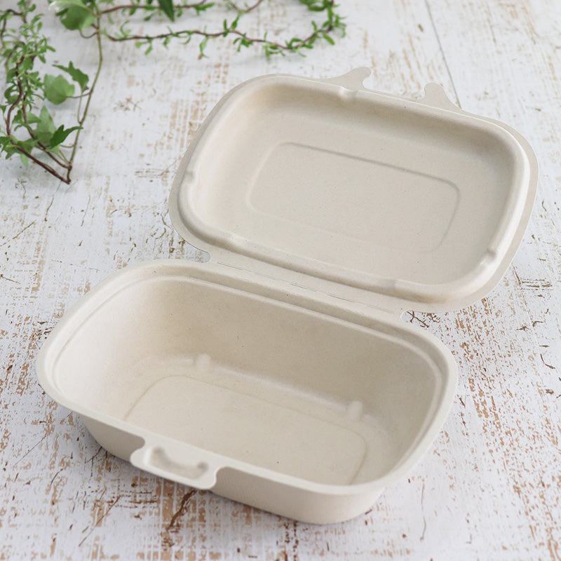 バガス 再生紙製容器 パルプヒンジコンテナ S (450ml)174×134×45 300個セット (サトウキビの搾りカスから再生された堆肥可能なパルプ製)業務用 大容量 (メーカー直送品)