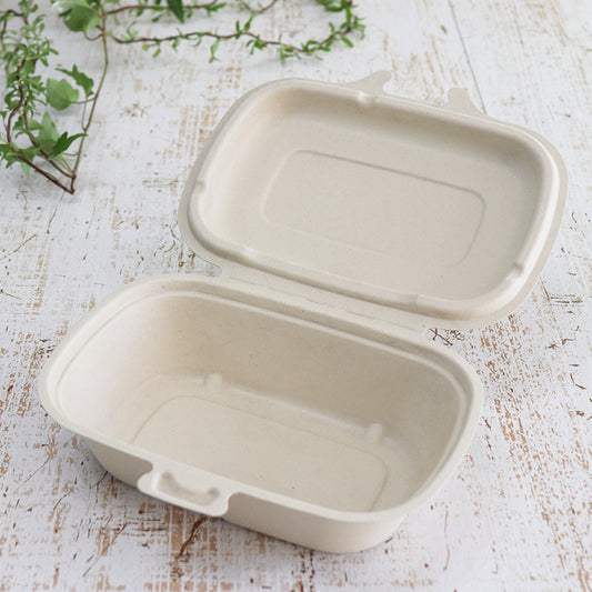バガス 再生紙製容器 パルプヒンジコンテナ S (450ml)174×134×45 300個セット (サトウキビの搾りカスから再生された堆肥可能なパルプ製)業務用 大容量 (メーカー直送品)