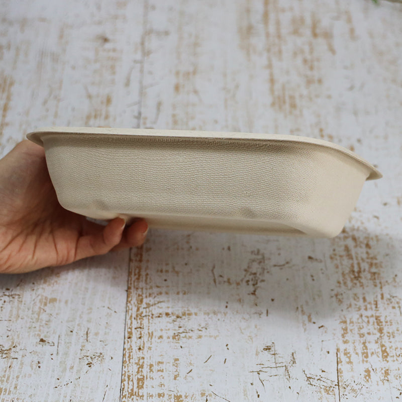 Sabert セイバート バガス 再生紙製容器 SBT-21.5×15.8cm パルプトレイ 300個セット(サトウキビの搾りカスから再生された堆肥可能なパルプ製)業務用 大容量 (メーカー直送品)