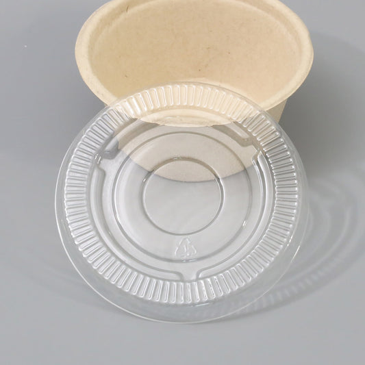 バガス 再生紙製容器 SBT-2oz パルプモールドポーションカップ用 PET蓋 2オンス用 直径65×6h 2000個セット (サトウキビの搾りカスから再生された堆肥可能なパルプ製)業務用 大容量 (メーカー直送品)