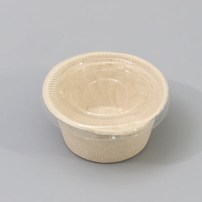 バガス 再生紙製容器 SBT-2oz パルプモールドポーションカップ用 PET蓋 2オンス用 直径65×6ｈ 2000個セット （サトウキビの搾りカスから再生された堆肥可能なパルプ製）業務用　大容量 （メーカー直送品）