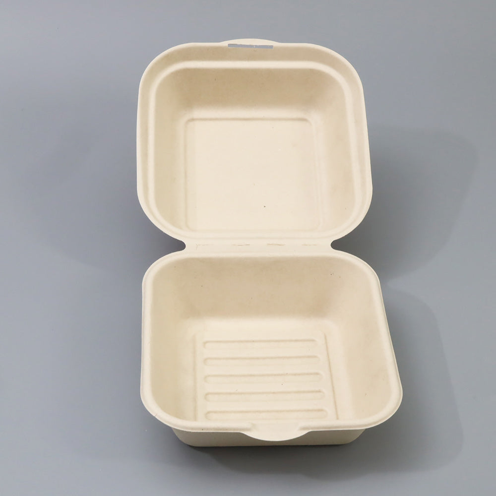 バガス 再生紙製容器 SBT バーガー用パルプ容器 150x150×42 300個セット(サトウキビの搾りカスから再生された堆肥可能なパルプ製)業務用 大容量 (メーカー直送品)