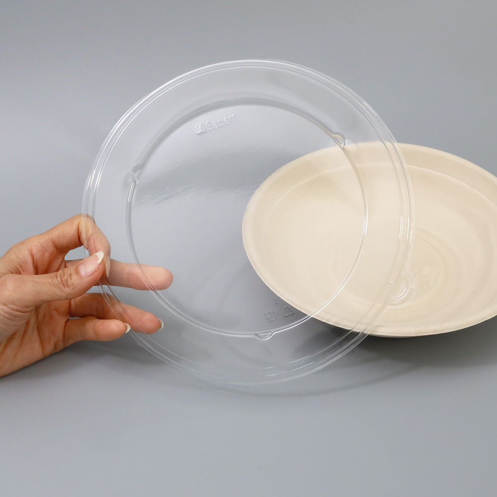 バガス 再生紙製容器 PET蓋-24/32/48oz パルプラウンドボール用 蓋 213φ×11 300個セット 弁当箱用 フタ (サトウキビの搾りカスから再生された堆肥可能なパルプ製)業務用 大容量 (メーカー直送品)
