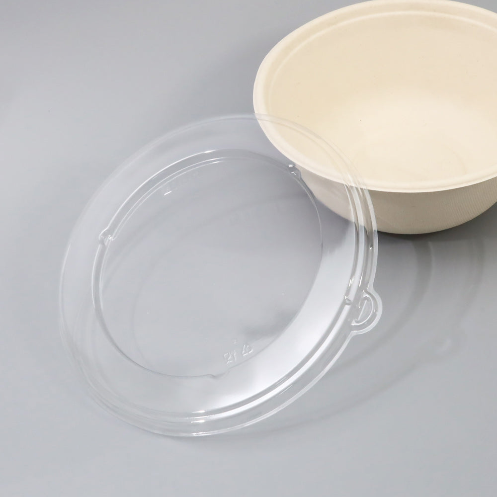 バガス 再生紙製容器 PET蓋-24/32/48oz パルプラウンドボール用 蓋 213φ×11 300個セット 弁当箱用 フタ (サトウキビの搾りカスから再生された堆肥可能なパルプ製)業務用 大容量 (メーカー直送品)