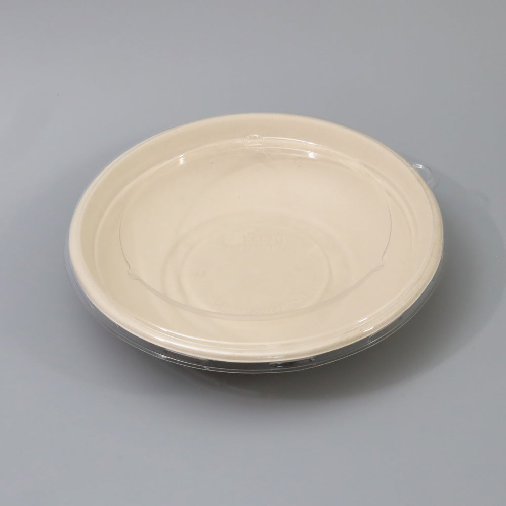 バガス 再生紙製容器 PET蓋-24/32/48oz パルプラウンドボール用 蓋 213φ×11 300個セット 弁当箱用 フタ (サトウキビの搾りカスから再生された堆肥可能なパルプ製)業務用 大容量 (メーカー直送品)