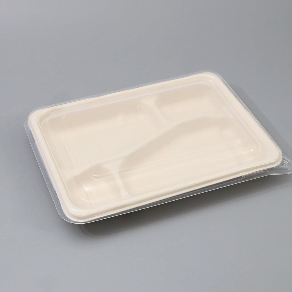 バガス 再生紙製容器 クリア PP リッド 23.2x17cm YB用 蓋 300個セット 弁当箱用 フタ (サトウキビの搾りカスから再生された堆肥可能なパルプ製)業務用 大容量 (メーカー直送品)