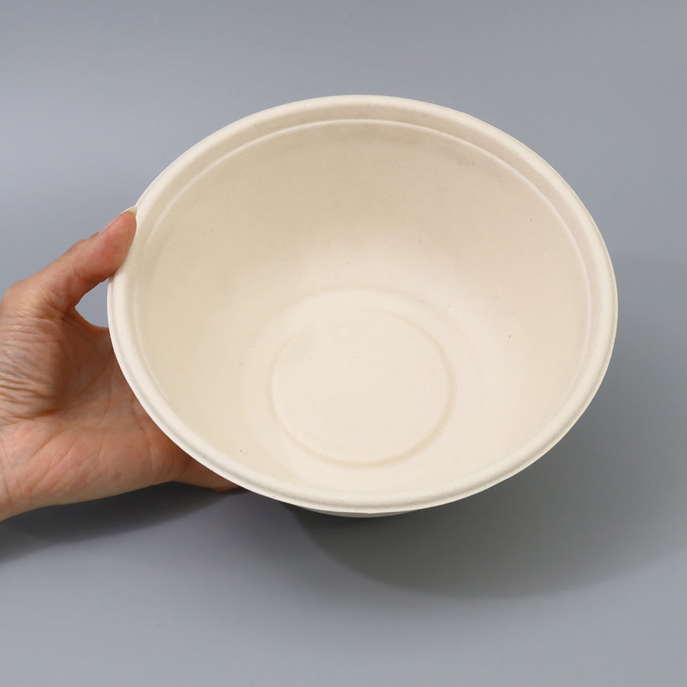 バガス 再生紙製容器 SBT-48oz パルプラウンドボール(1400ml) 直径208×81h 300個セット (サトウキビの搾りカスから再生された堆肥可能なパルプ製)業務用 大容量 (メーカー直送品)