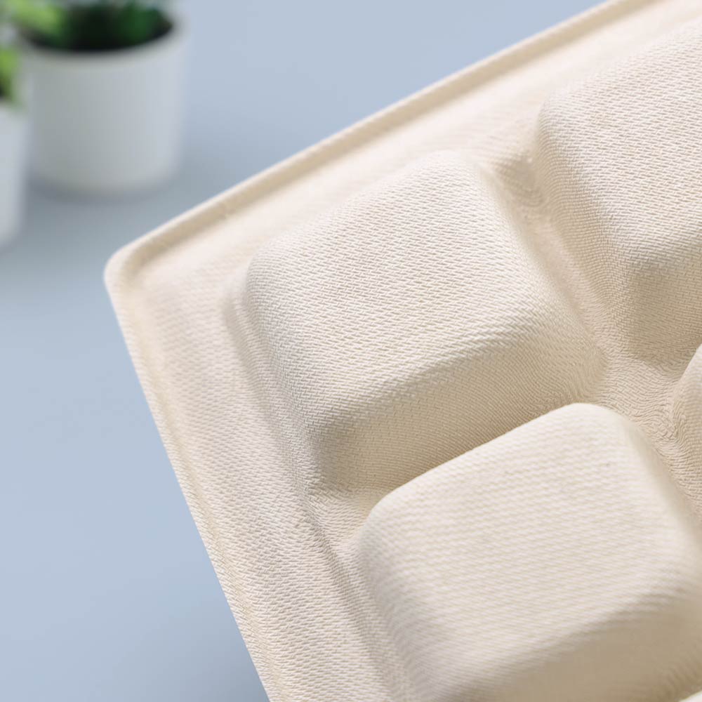 バガス 再生紙製容器 SBT パルプ9区切りトレイ 240×240×25mm 400枚セット お弁当容器 弁当(サトウキビの搾りカスから再生された堆肥可能なパルプ製)業務用 大容量 (メーカー直送品)