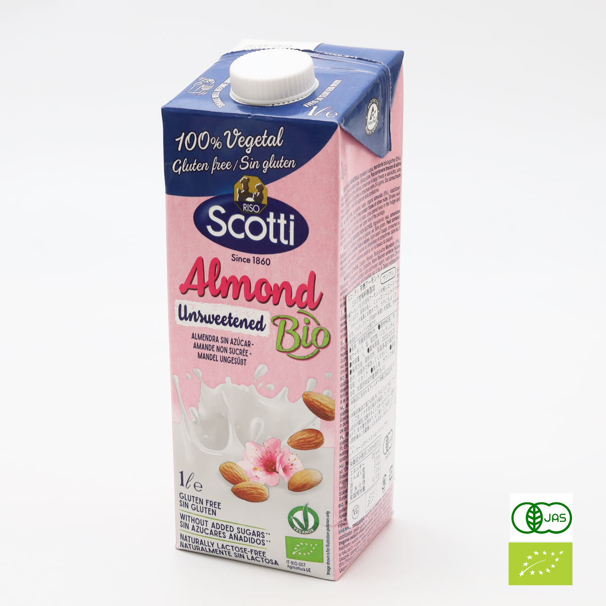 スコッティ Scotti 有機グルテンフリー アーモンドミルク 甘味料無し 1L ×30本 業務用 アーモンドミルク 植物性ミルク ノンシュガー 有機JAS認定 EU有機認証 イタリア産