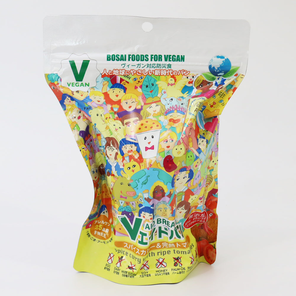 賞味期限5年のパン 30個セット Vエイドパン スパイスカレー&完熟トマト VS30 防災パン 保存食 防災食 ヴィーガン対応 保存料、着色料、化学調味料、添加物も不使用