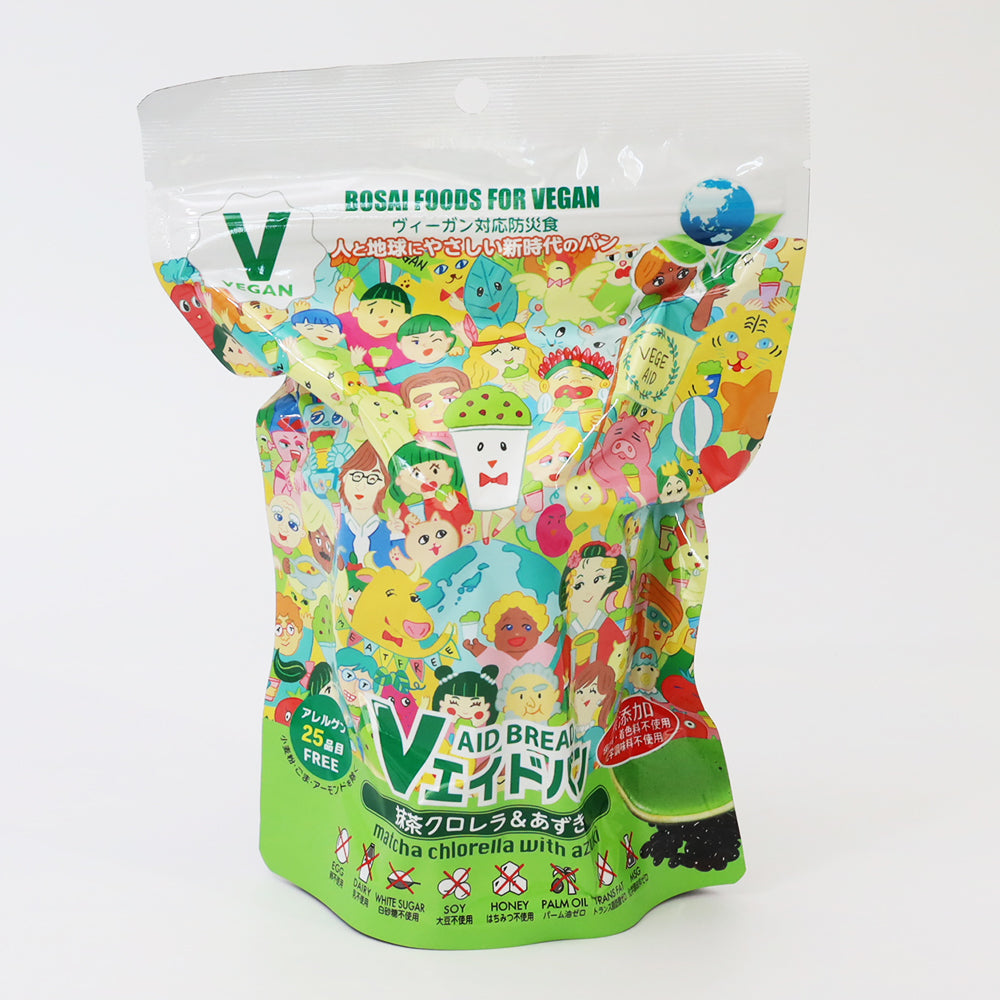賞味期限5年のパン 30個セット Vエイドパン 抹茶クロレラ&あずき VM30 防災パン 保存食 防災食 ヴィーガン対応 保存料、着色料、化学調味料、添加物も不使用