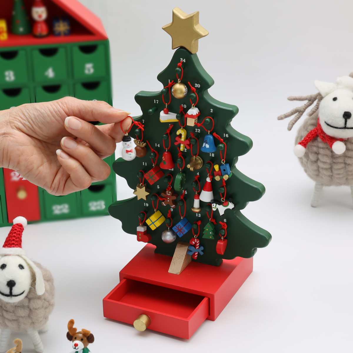 クリスマスツリー 木製 アドベントツリー クリスマスツリー型 アドベントカレンダー クリスマス 飾り デコレーション 装飾 ツリー 木製ツリー サンタ スノーマン 北欧 クリスマス ギフト おもちゃ 玩具 木製 北欧 インテリア