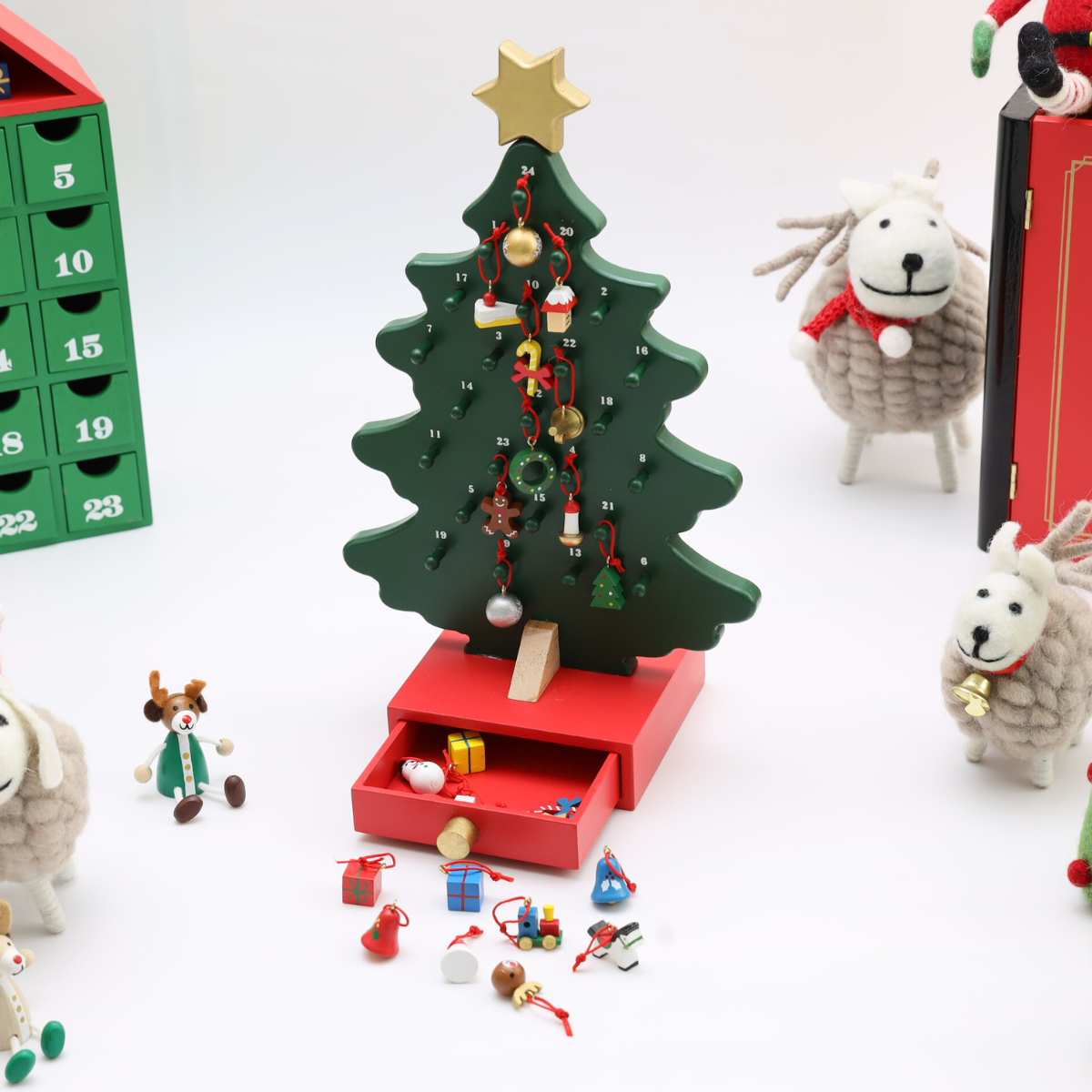 クリスマスツリー 木製 アドベントツリー クリスマスツリー型 アドベントカレンダー クリスマス 飾り デコレーション 装飾 ツリー 木製ツリー サンタ スノーマン 北欧 クリスマス ギフト おもちゃ 玩具 木製 北欧 インテリア