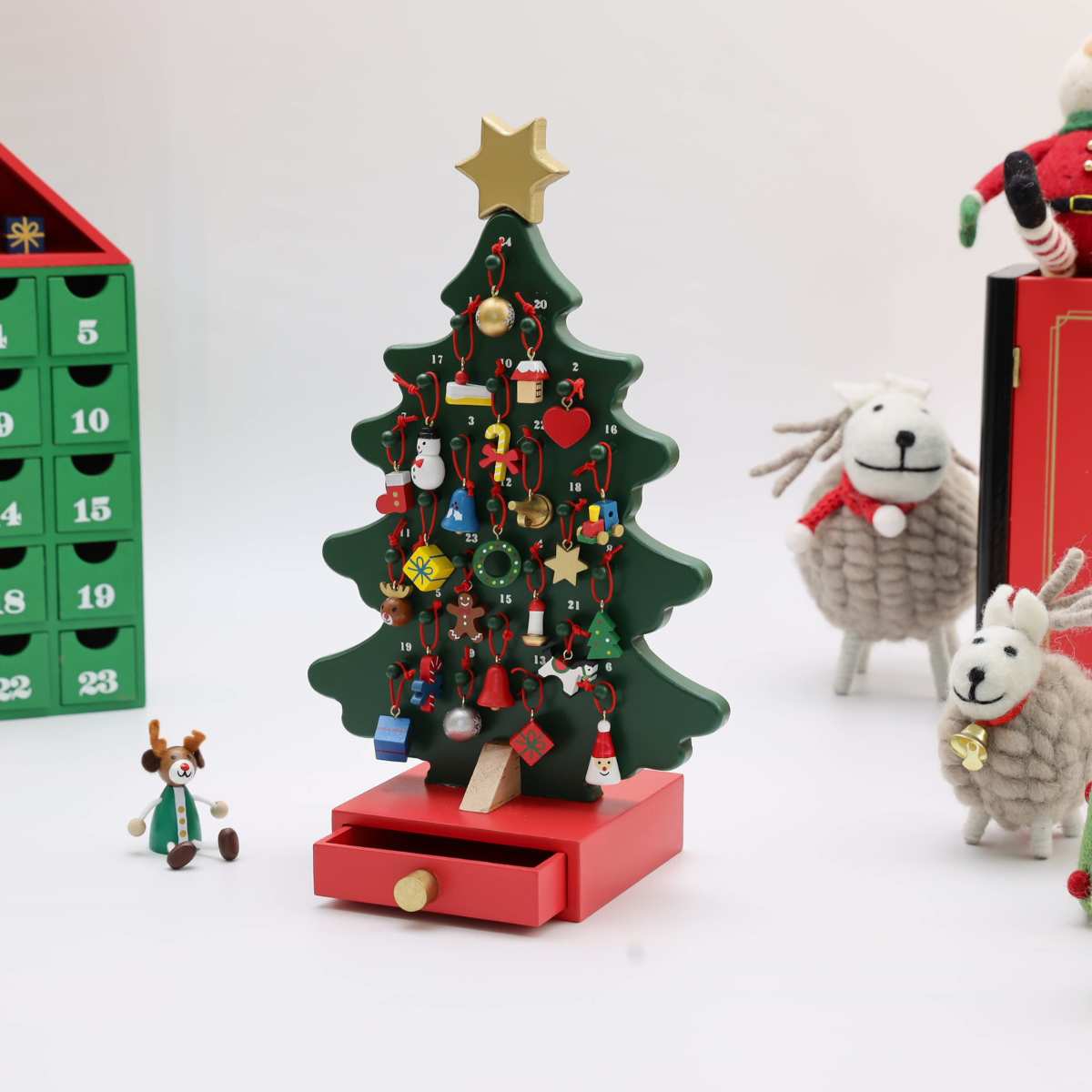 クリスマスツリー 木製 アドベントツリー クリスマスツリー型 アドベントカレンダー クリスマス 飾り デコレーション 装飾 ツリー 木製ツリー サンタ スノーマン 北欧 クリスマス ギフト おもちゃ 玩具 木製 北欧 インテリア