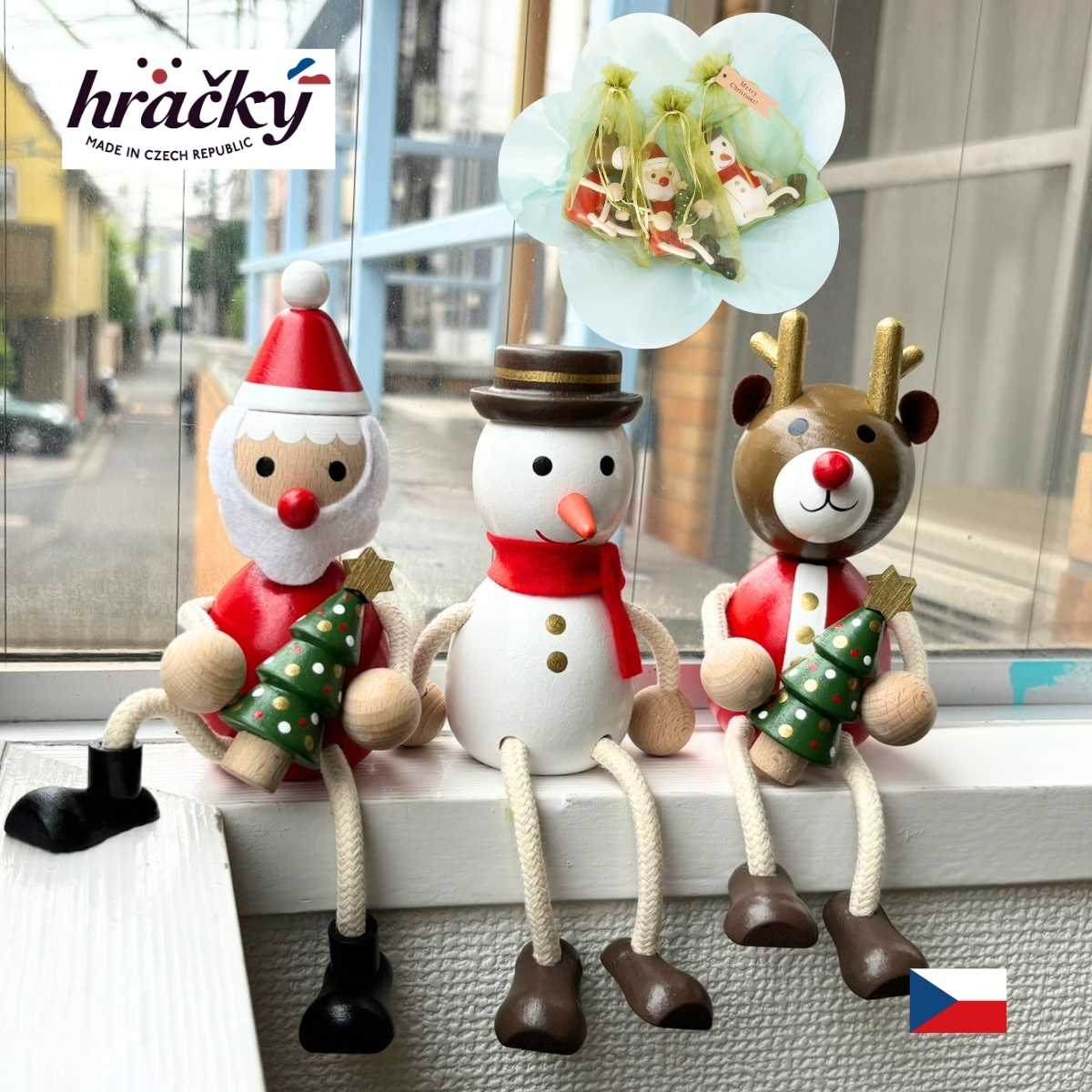 クリスマス 飾り ハラチキ Hracky チェコ産 木の人形 木の人形 ツリー 3点セット クリスマス 【正規品】 サンタクロース トナカイ スノーマン チェコ産 木製人形 クリスマス プレゼント ギフト 装飾