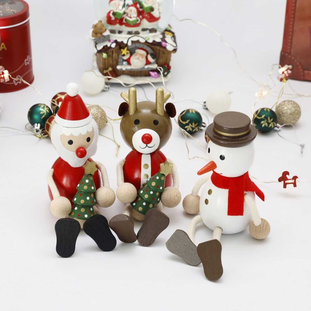 クリスマス 飾り ハラチキ Hracky チェコ産 木の人形 木の人形 ツリー 3点セット クリスマス 【正規品】 サンタクロース トナカイ スノーマン チェコ産 木製人形 クリスマス プレゼント ギフト 装飾