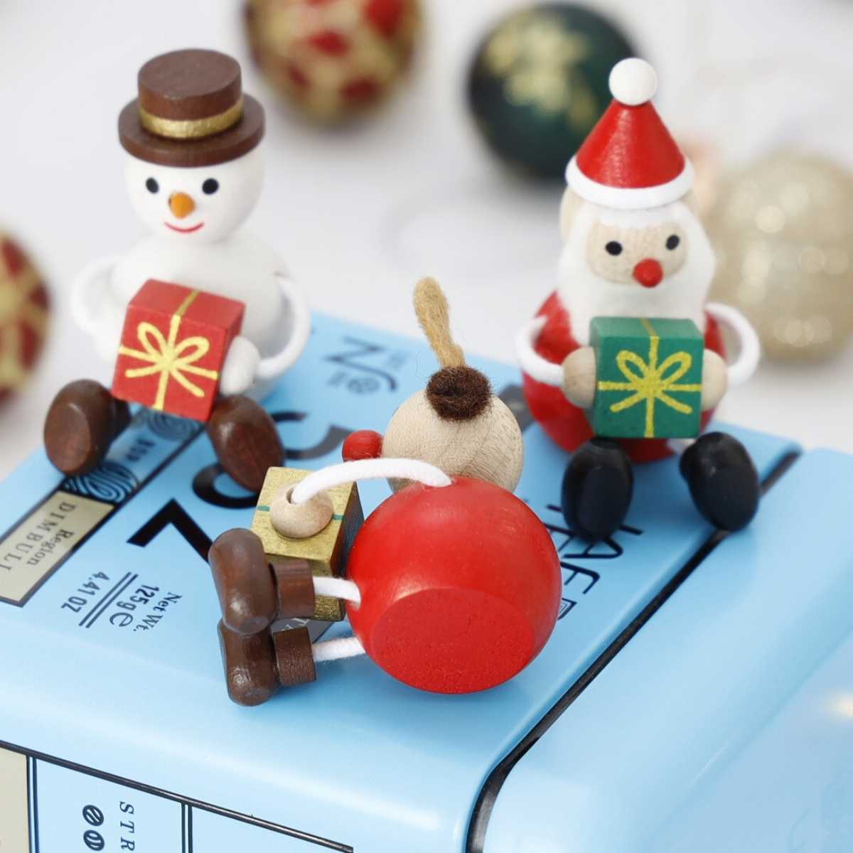 クリスマス 飾り レスニー ハラチキ レスニー・プレゼント Hracky チェコ産 クリスマス 木製人形 3点セット 正規品 サンタクロース スノーマン トナカイ チェコ 木製人形 手のひらサイズ クリスマス Cristmas Holiday