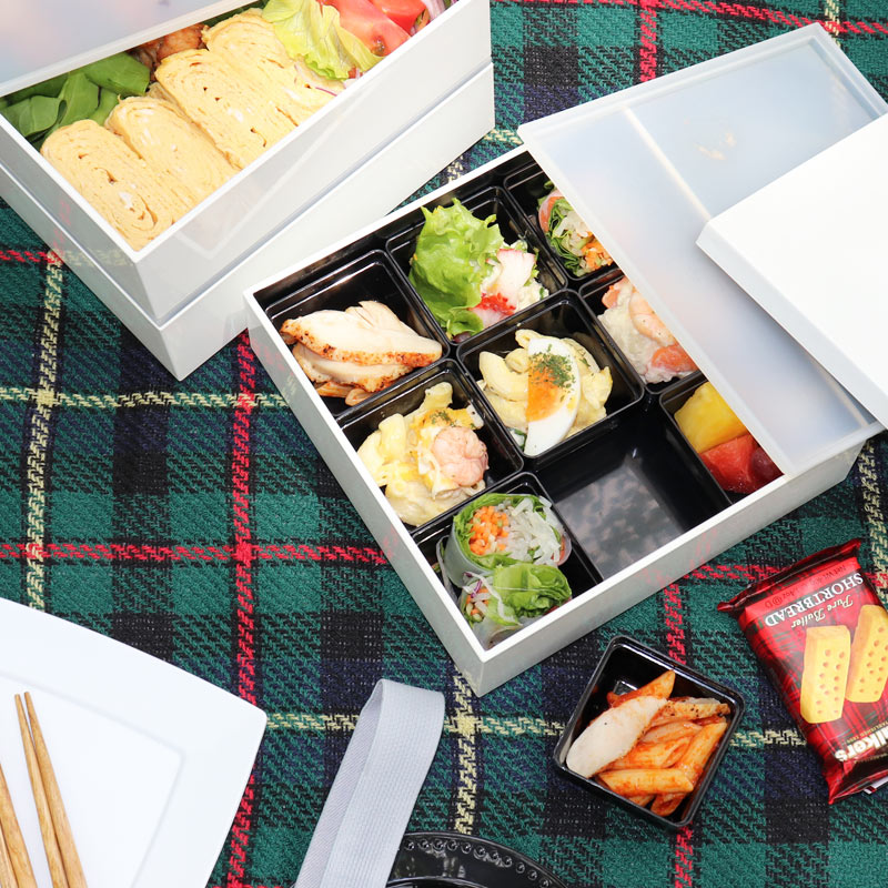 手塗り仕上げ ウルトラミックス スノーホワイト3段重箱三段重 日本製 Snow white lunch box ランチボックスおしゃれ 日本製 オールインワン ホワイトセット