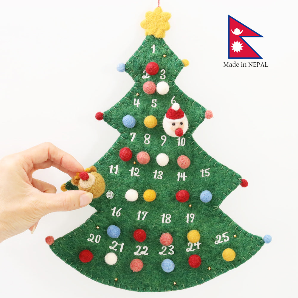 フェルトアドベントカレンダー モココ ネパール製 フェルト クリスマス クリスマスツリー クリスマス飾り Xmas