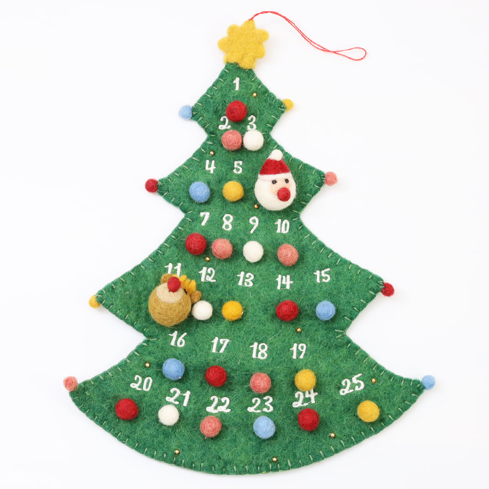 フェルトアドベントカレンダー モココ ネパール製 フェルト クリスマス クリスマスツリー クリスマス飾り Xmas