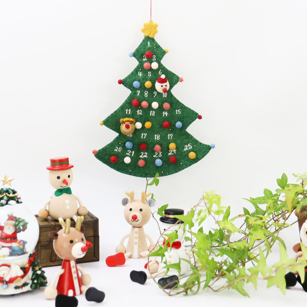 フェルトアドベントカレンダー モココ ネパール製 フェルト クリスマス クリスマスツリー クリスマス飾り Xmas