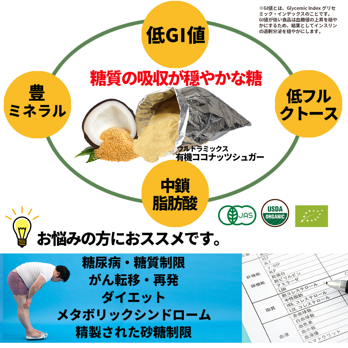 ウルトラミックス 有機ココナッツシュガー 1Kg 低GI食品 有機JAS認定 オーガニック スリランカ産 USDA認証