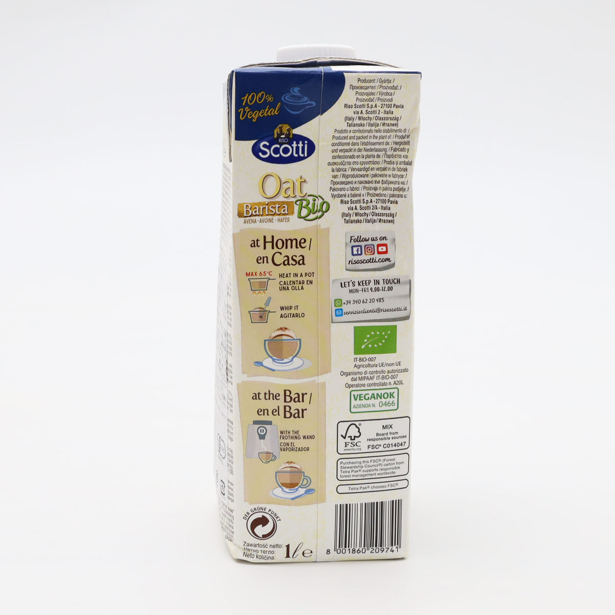 スコッティ Scotti 有機グルテンフリー オーツ麦ミルク バリスタ  1L ×10本 オーツミルク   植物性ミルク ノンシュガー 有機JAS認定  EU有機認証 イタリア産