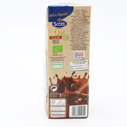 スコッティ Scotti 有機グルテンフリー オーツ麦ミルク ココア  1L ×10本  業務用 オーツミルク   植物性ミルク ノンシュガー 有機JAS認定  EU有機認証 イタリア産