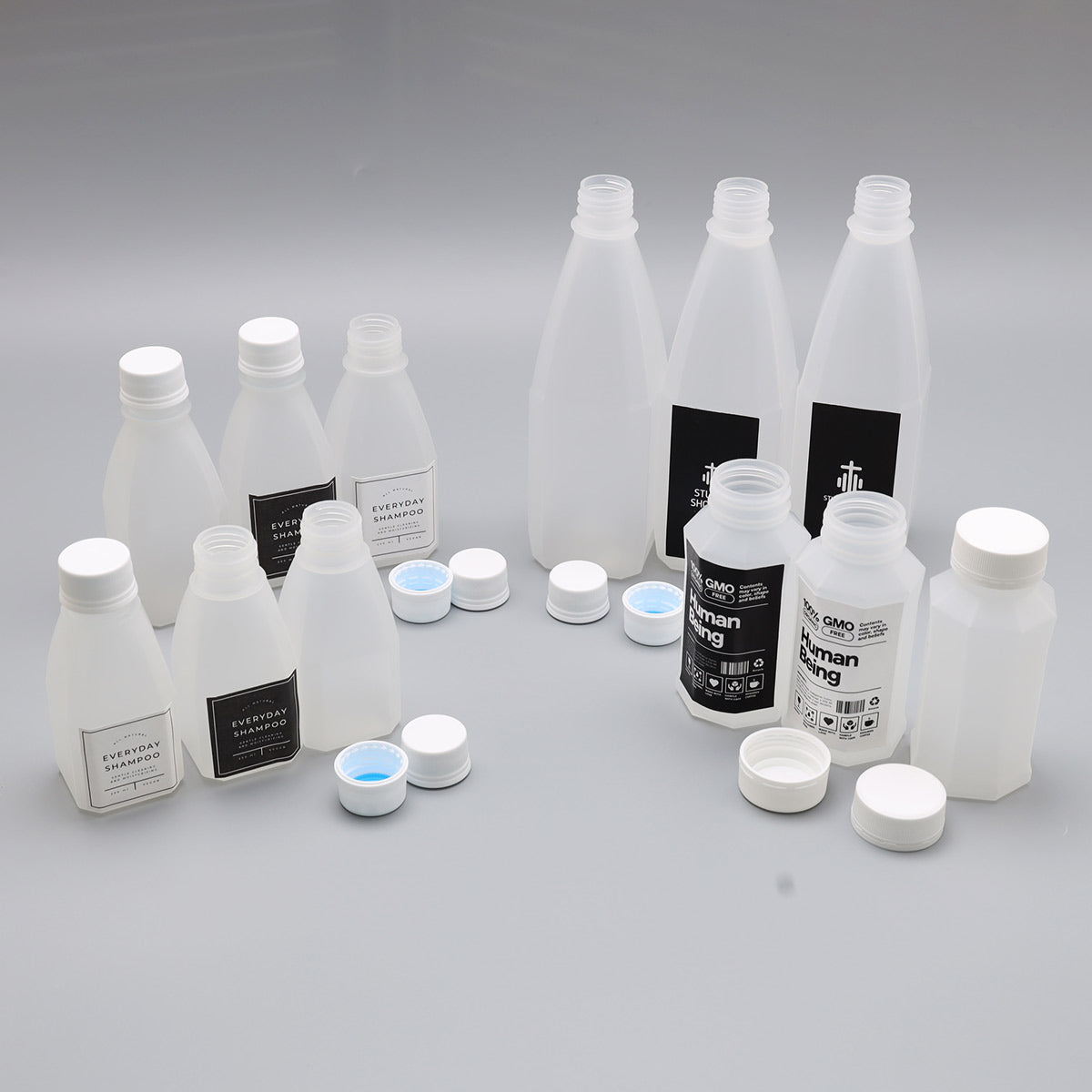 業務用 ポリプロピレン製 容器 ボトル250個セット(蓋付き) PPボトル+フタセット 200ml ホット充填・後殺菌可能 開封防止ロックタイプキャップ ドレッシング タレ 甘酒 豆乳 ソース ジュース スープ 調味料