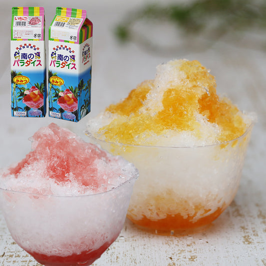 天然着色料のかき氷シロップ1L×12本セット いちご6本+マンゴー6本 (果汁入り・保存料不使用) 業務用 果汁を30%以上使用 合成着色料や保存料不使用の自然派シロップ