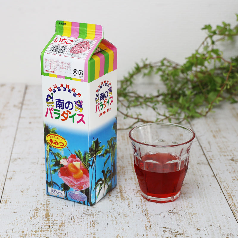 天然着色料のかき氷シロップ1L×１２本セット いちご6本+マンゴー6本 （果汁入り・保存料不使用） 業務用 果汁を３０％以上使用 合成着色料や保存料不使用の自然派シロップ