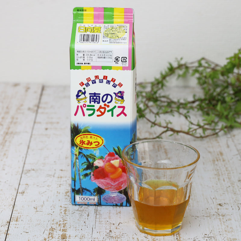 天然着色料のかき氷シロップ1L×１２本セット 日向夏6本+抹茶6本 （果汁入り・保存料不使用） 業務用 果汁を３０％以上使用 合成着色料や保存料不使用の自然派シロップ