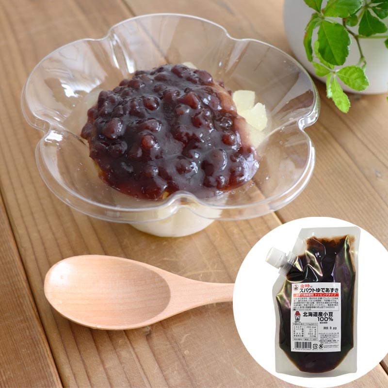 ワンタッチ パウチ入り あずき600g 北海道産小豆100% 片手で簡単便利 スパウト袋入り かき氷 あずきトースト 餡 あんこ 餡子 つぶあん 保存便利