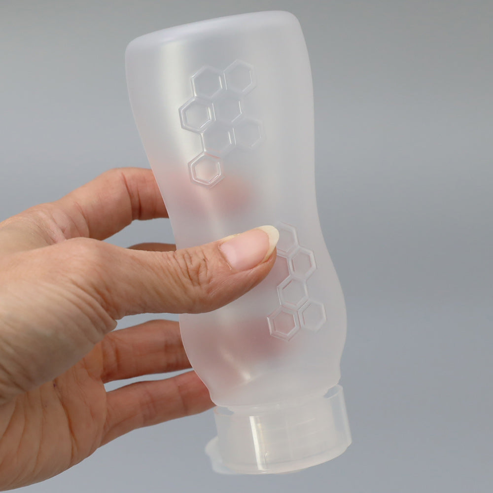 はちみつボトル 容器 下向き自立ボトル 型押しザイン入り 蓋つき 180ml 200個セット 【メーカー直送】業務用 ケチャップボトル チョコソース メープルシロップ 蜂蜜 倒立 ボトル キャップ付き