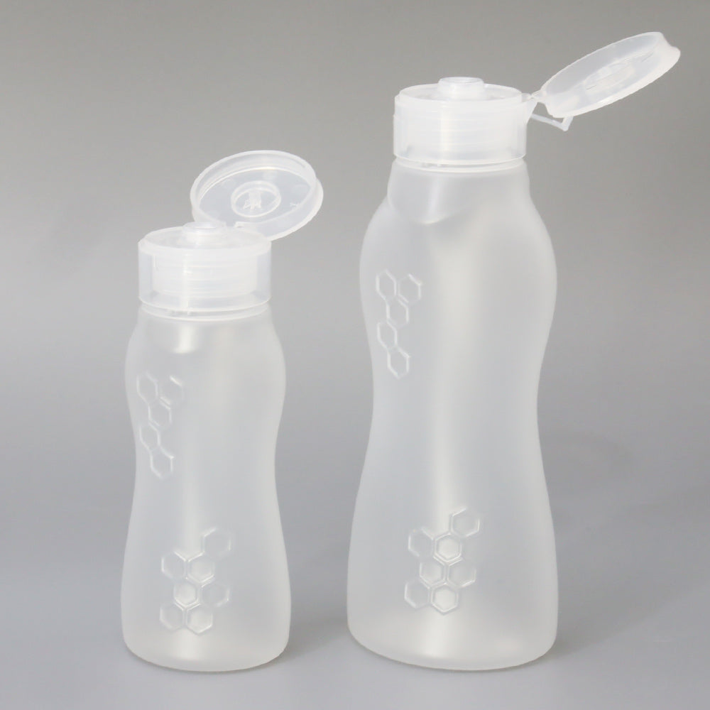 はちみつボトル 容器 下向き自立ボトル 型押しザイン入り 蓋つき 180ml 200個セット 【メーカー直送】業務用 ケチャップボトル チョコソース メープルシロップ 蜂蜜 倒立 ボトル キャップ付き