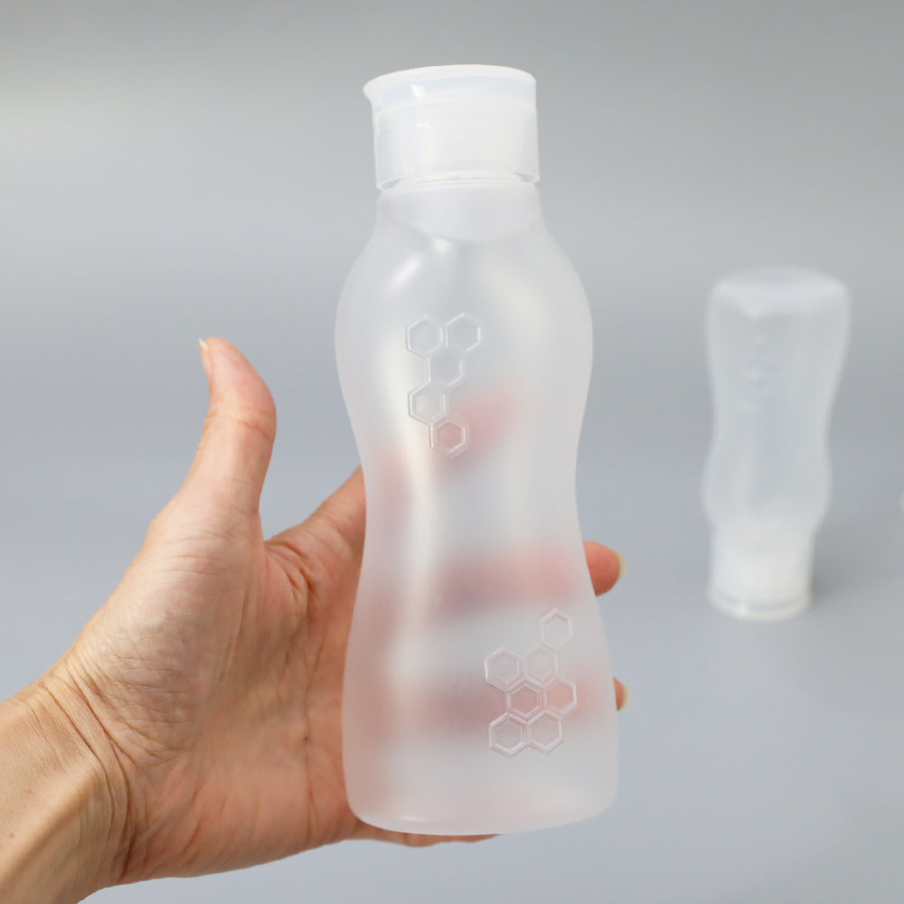 はちみつボトル 容器 下向き自立ボトル 型押しザイン入り 蓋つき 360ml 126個セット【メーカー直送】業務用 ケチャップボトル チョコソース メープルシロップ 蜂蜜 倒立 ボトル キャップ付き