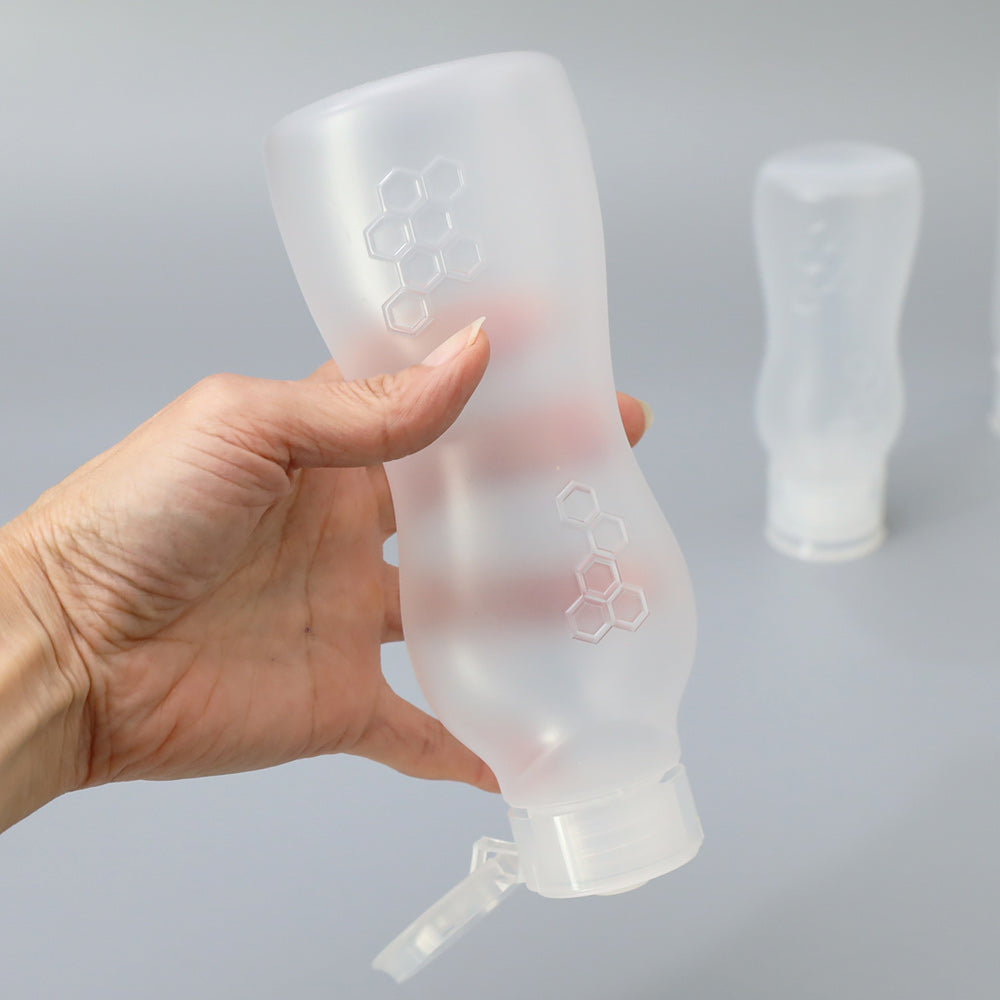 はちみつボトル 容器 下向き自立ボトル 型押しザイン入り 蓋つき 360ml 126個セット【メーカー直送】業務用 ケチャップボトル チョコソース メープルシロップ 蜂蜜 倒立 ボトル キャップ付き