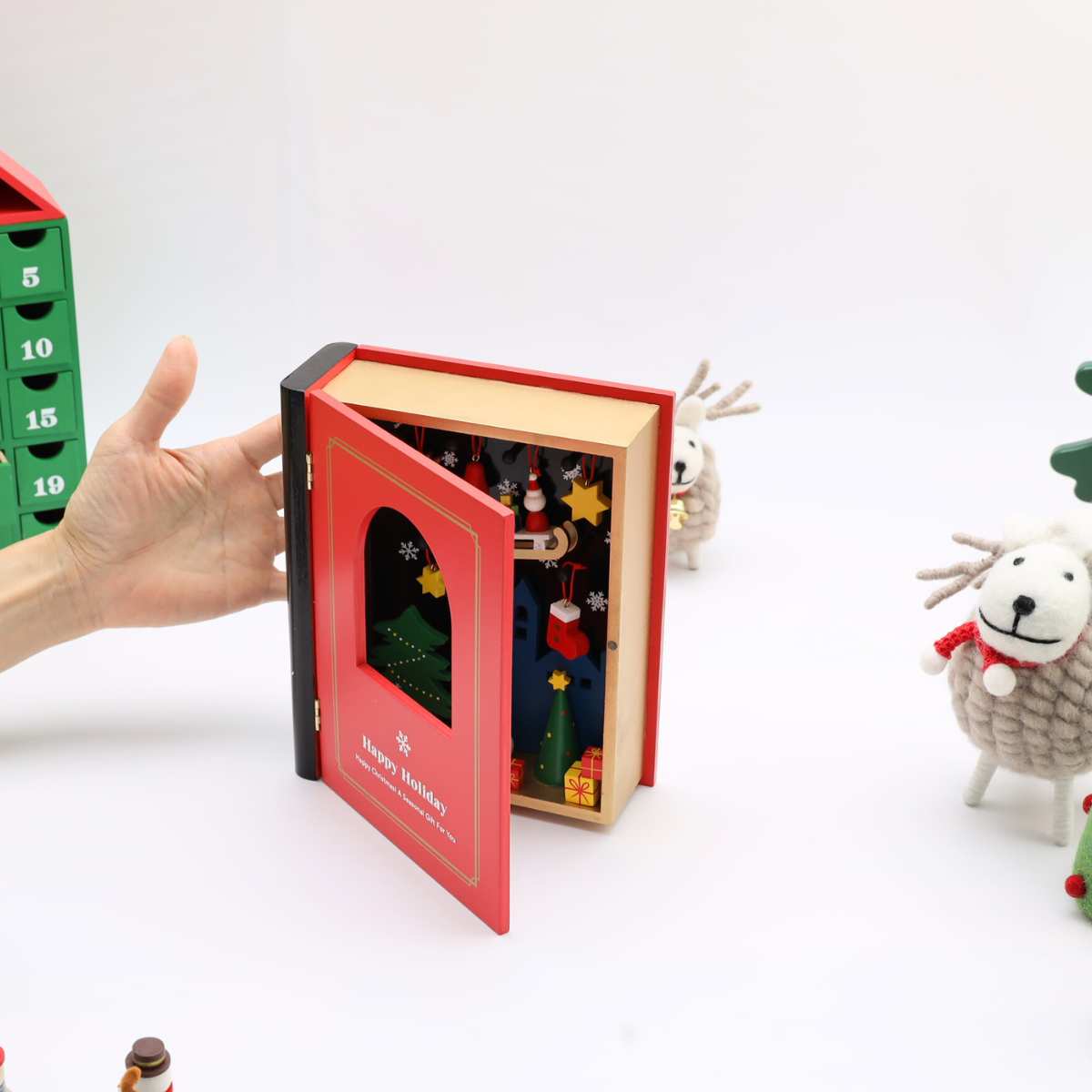 クリスマス ツリー クリスマス 飾り クリスマスブック サンタクロース サンタ トナカイ スノーマン クリスマス 装飾 北欧 インテリア ギフト 贈り物 おもちゃ 玩具 木製 ナチュラル 置物 動物 ギフト プレゼント ツリー おしゃれ