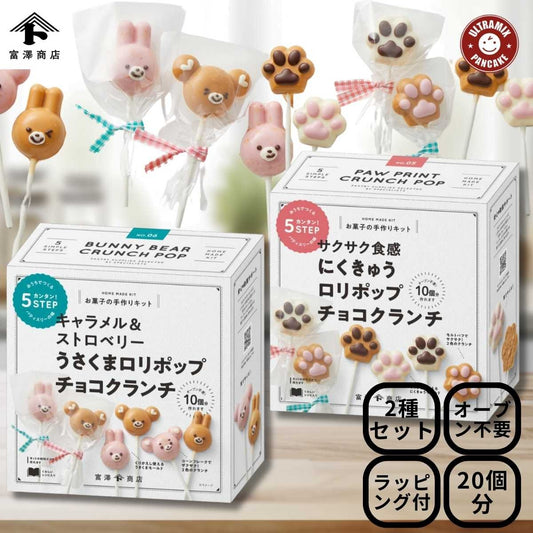 バレンタイン 手作り キット 人気  手作りお菓子 材料キット 2個 セット 2色のうさくまチョコロリポップ ＆ 2色のにくきゅうチョコロリポップ セット  送料無料