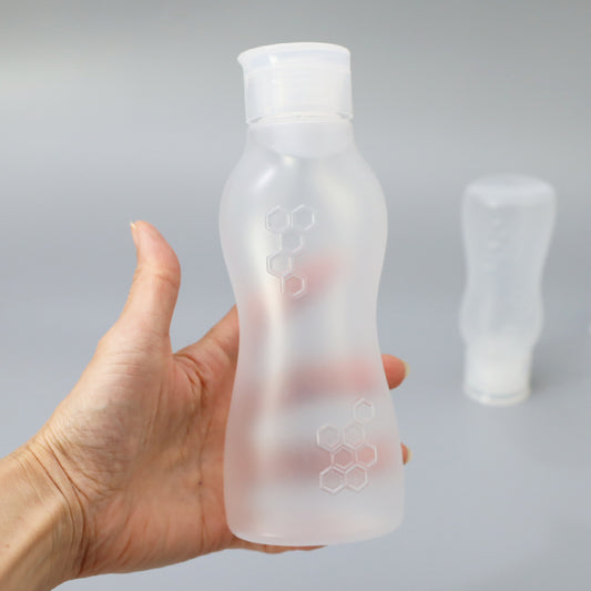 はちみつボトル 容器 下向き自立ボトル 型押しザイン入り 蓋つき 360ml 126個セット【メーカー直送】業務用 ケチャップボトル チョコソース メープルシロップ 蜂蜜 倒立 ボトル キャップ付き