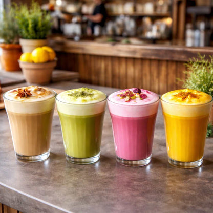 試飲サンプル セット ラテ ベース カフェラテ 濃縮 シロップ 24杯分(4種×各6杯）セット アルケミーコーディアル スーパーフードエリクサー 4種 グルテンフリー ヴィーガン ビーガン グルテンフリー ターメリック 抹茶 チャイ ビート オーストラリア カフェベース